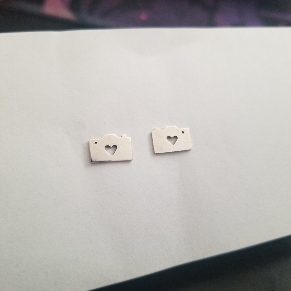 Handmade Sterling Silver Camera Earrings 925 Sterling Pierced